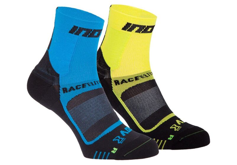 Inov-8 Race Elite Pro (Twin Pack) Men's Running Socks Black Blue/Black Yellow UK 803659PJC